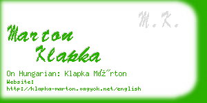 marton klapka business card